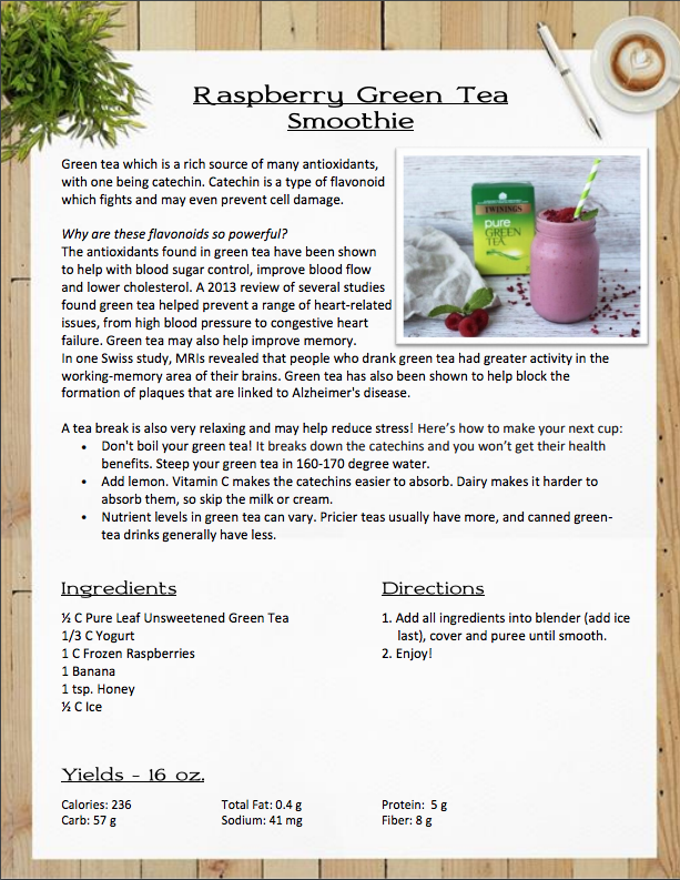 Raspberry Green Tea Smoothie