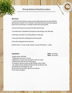 Shrimp Salad on Sliced Cucumbers